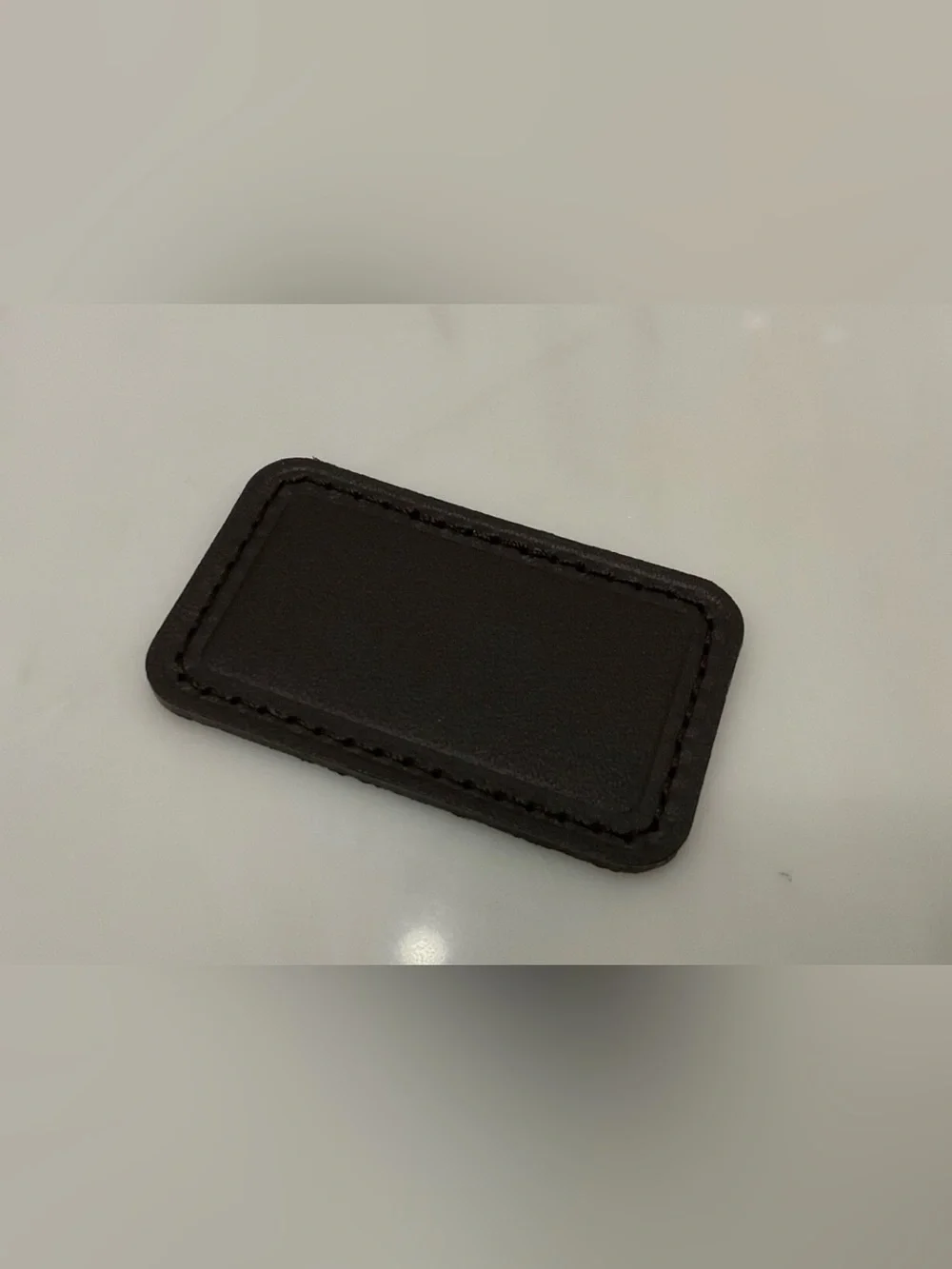 NEW Tumi Large 2-1/4” x 1-3/8” Leather Monogram Patch - DARK BROWN color